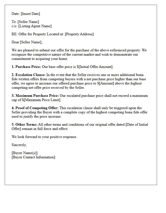 Competitive Market Escalation Clause Offer Letter