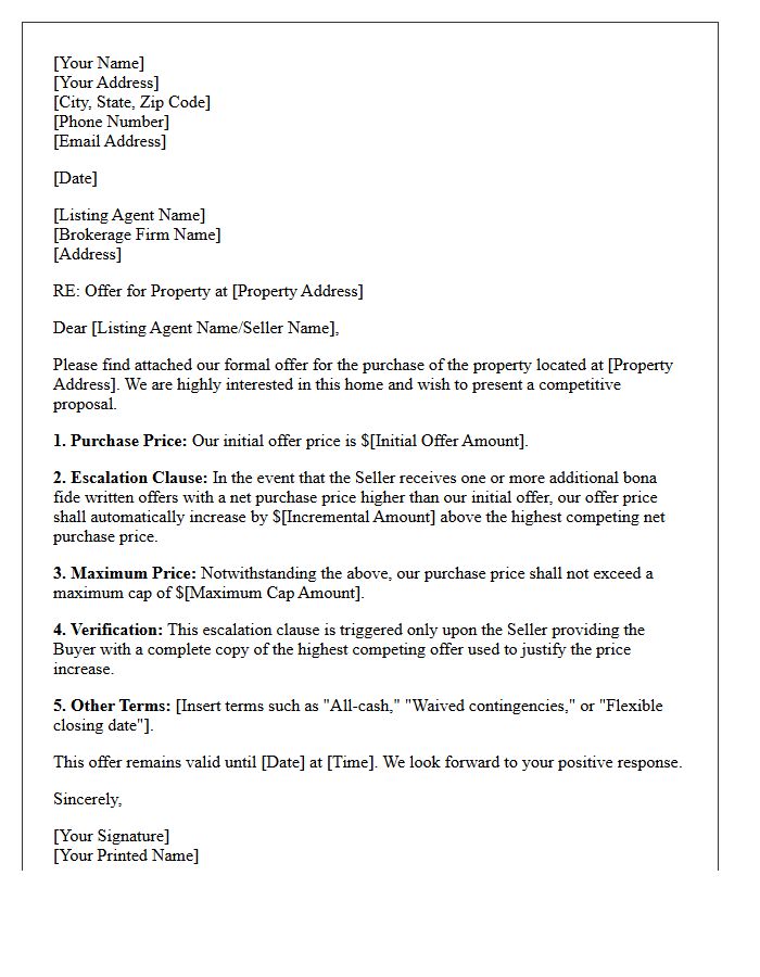 Fixed Increment Escalation Clause Offer Letter