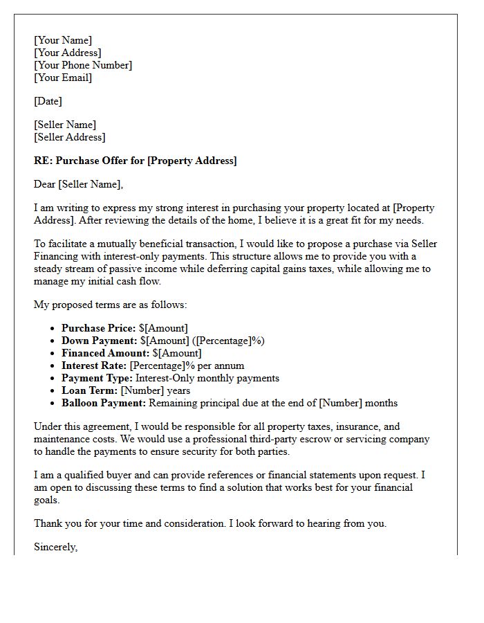 Interest-Only Seller Financing Request Letter