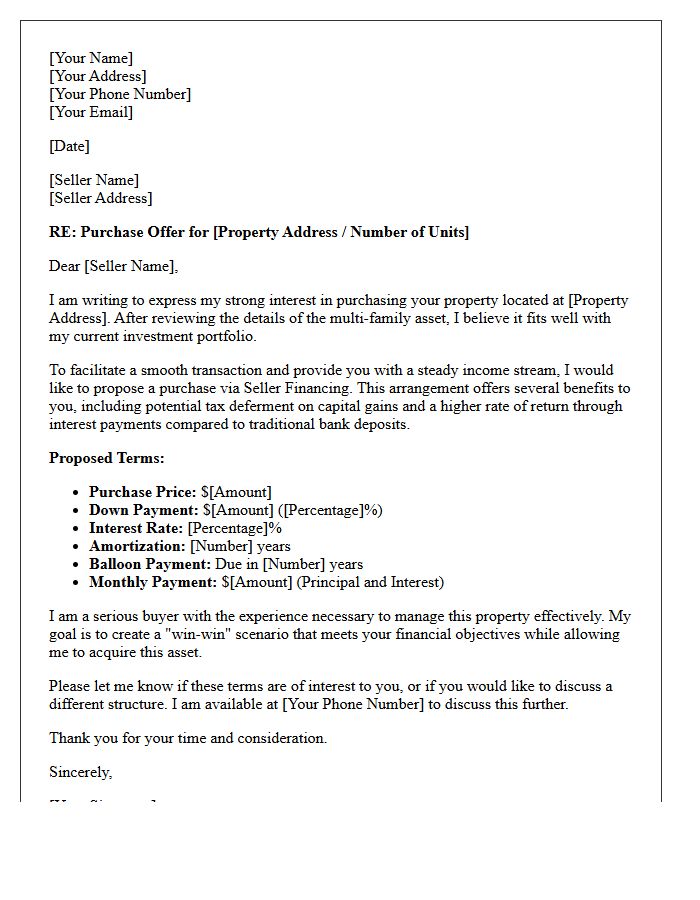 Multi-Family Seller Financing Request Letter