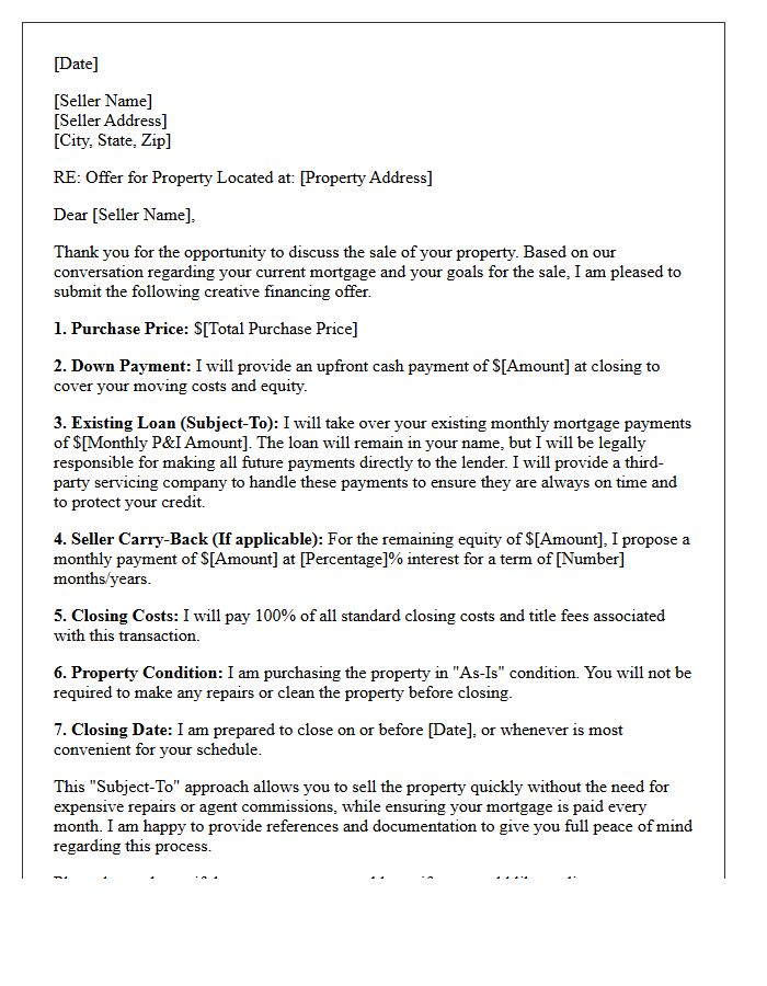 Creative Subject-To Seller Financing Offer Letter