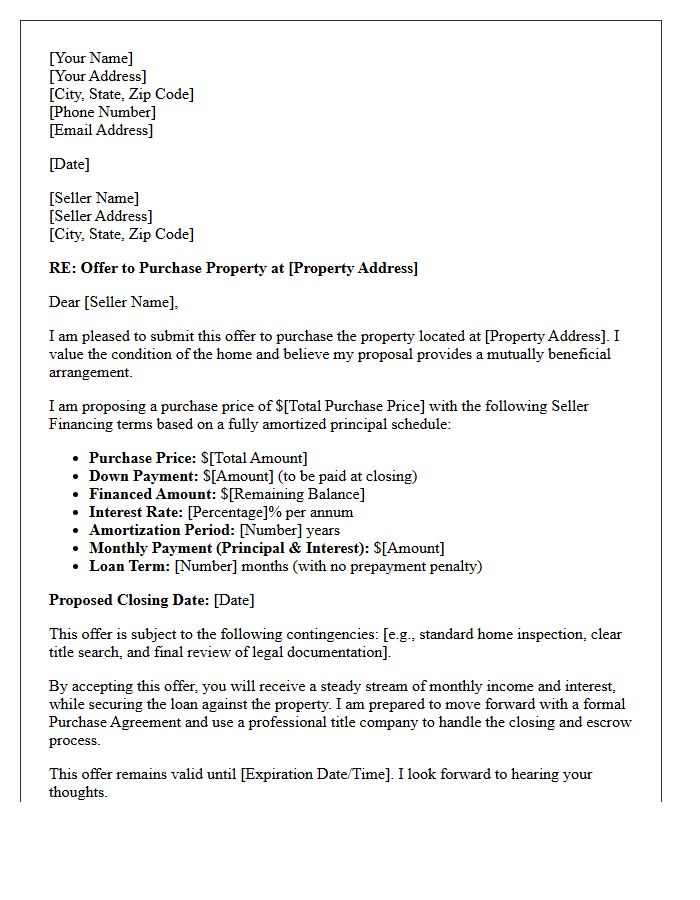 Amortized Principal Seller Financing Offer Letter