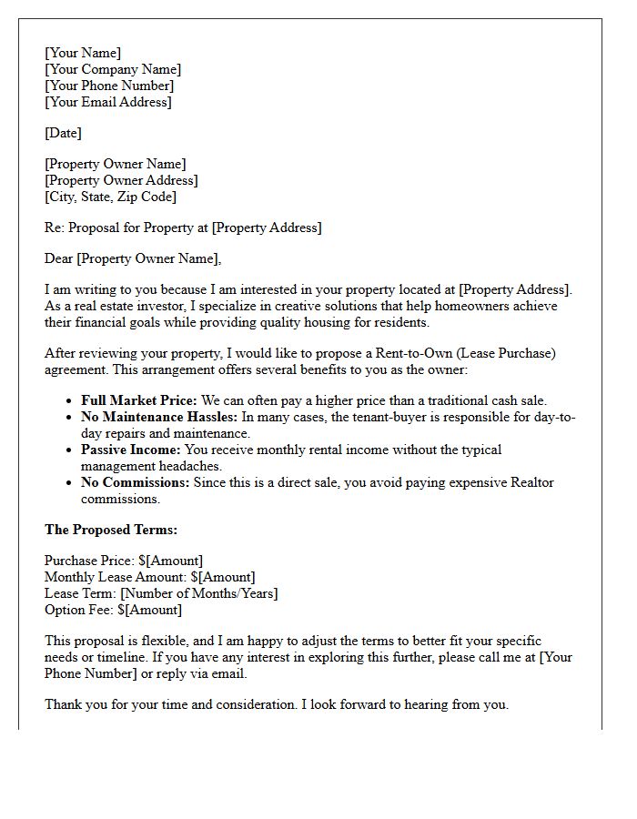 Real Estate Investor Rent-to-Own Proposal Letter