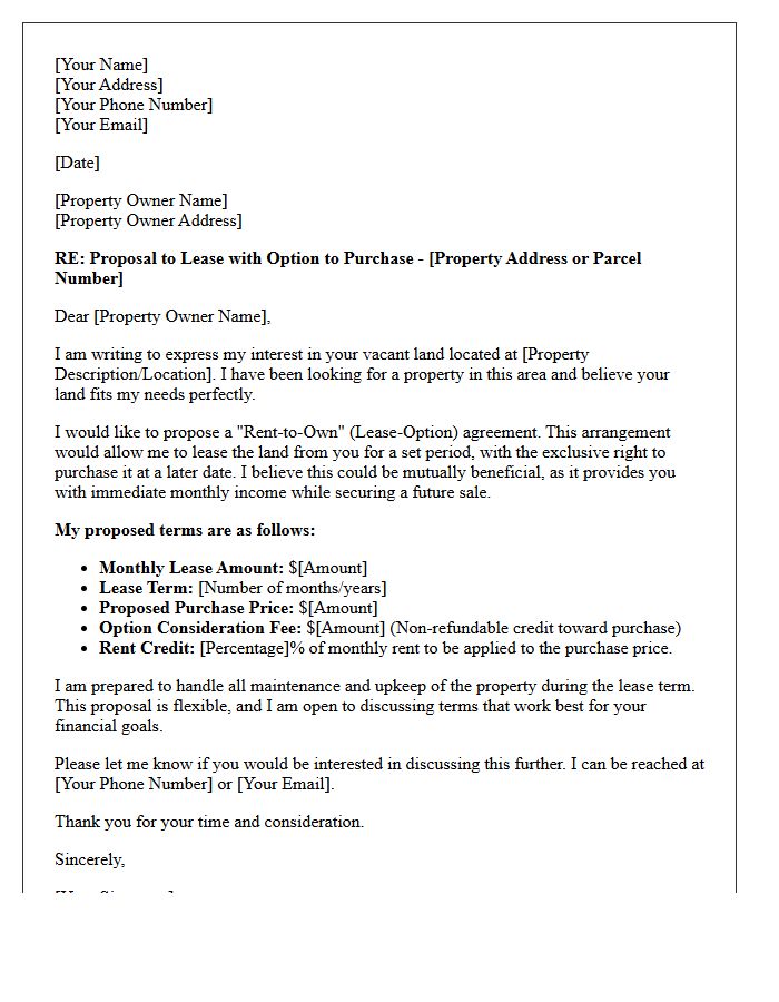 Vacant Land Rent-to-Own Proposal Letter