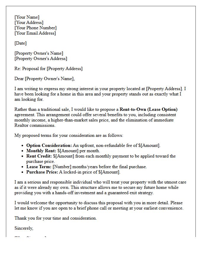Off-Market Property Rent-to-Own Proposal Letter
