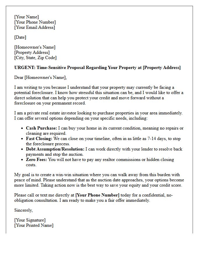 Urgent Pre-Foreclosure Solution Proposal Letter