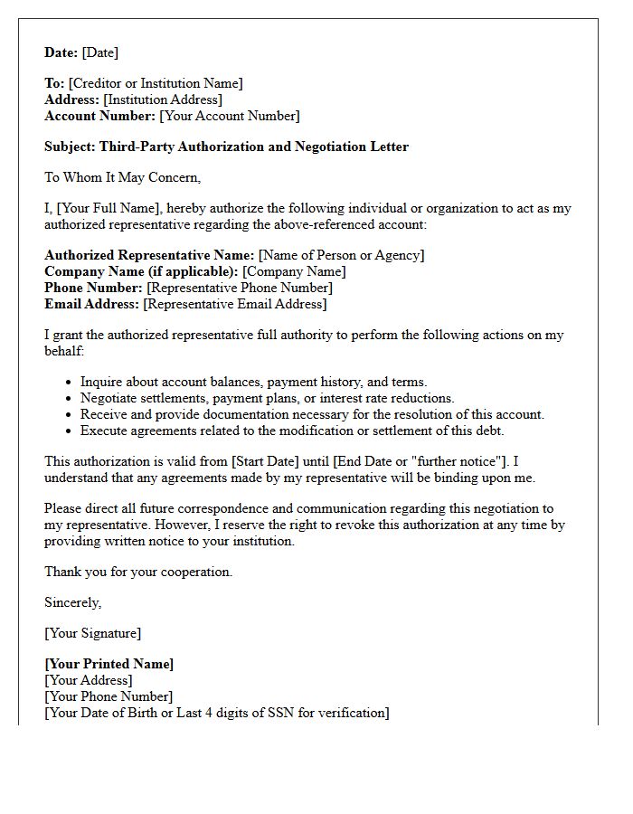 Third-Party Authorization and Negotiation Letter