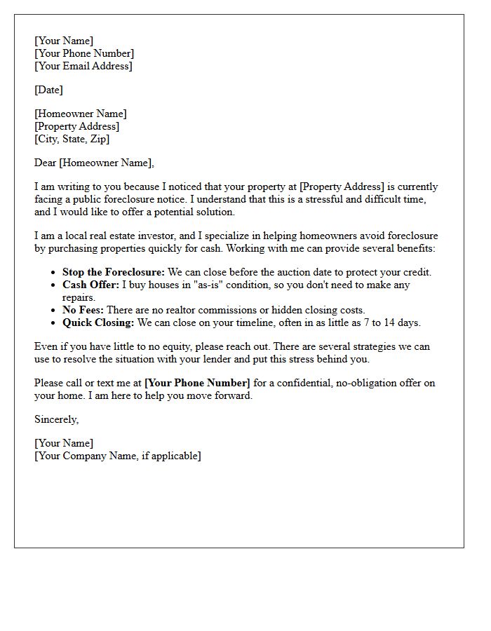 Stop Foreclosure Real Estate Investment Letter