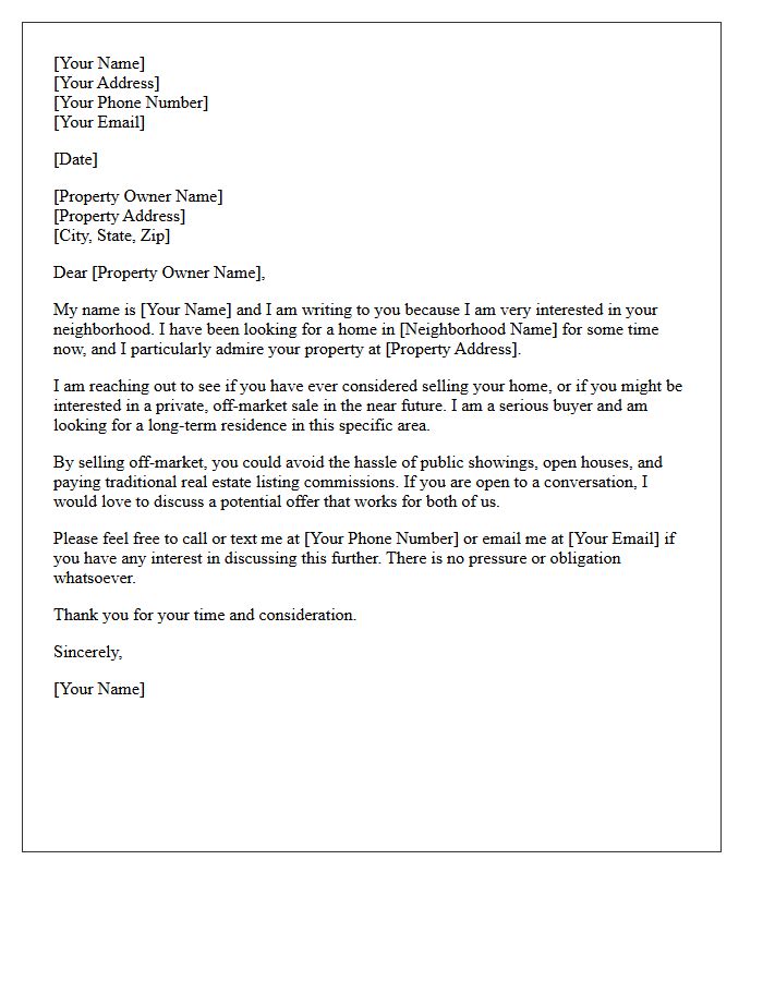 Specific Neighborhood Off-Market Inquiry Letter