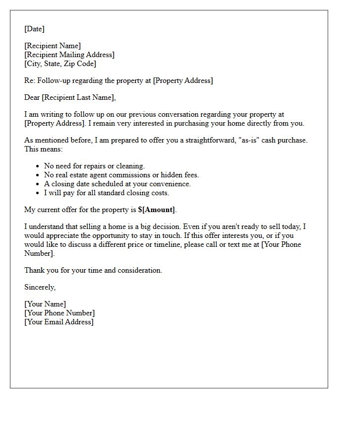Off-Market Property Follow-Up Offer Letter