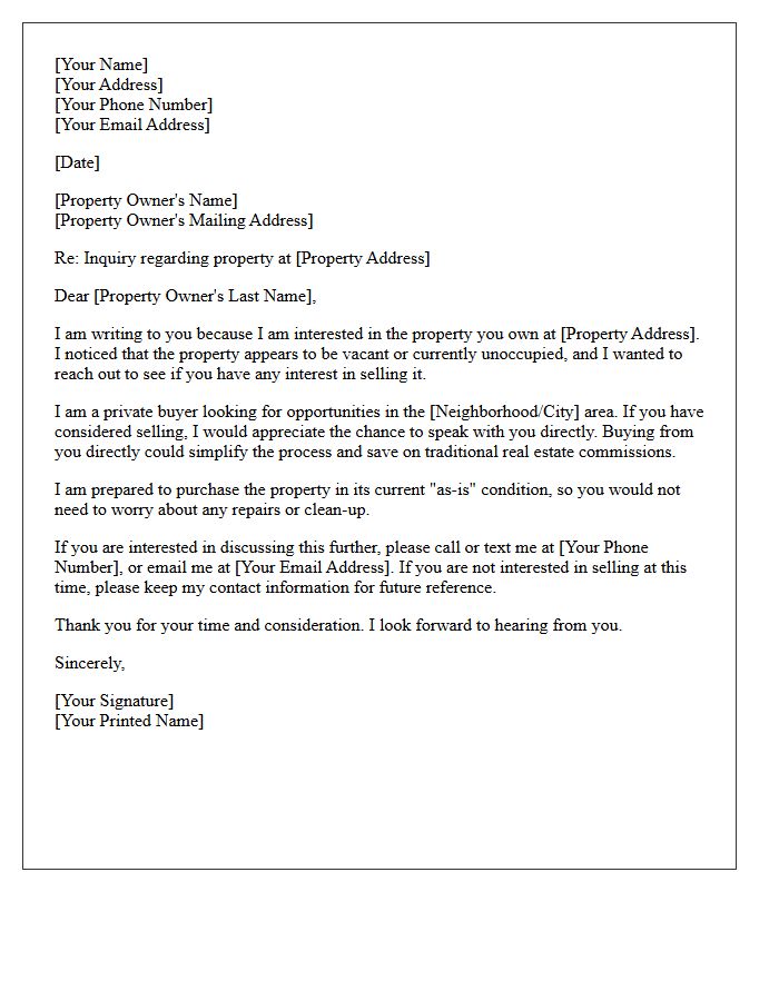 Absentee Owner Property Inquiry Letter