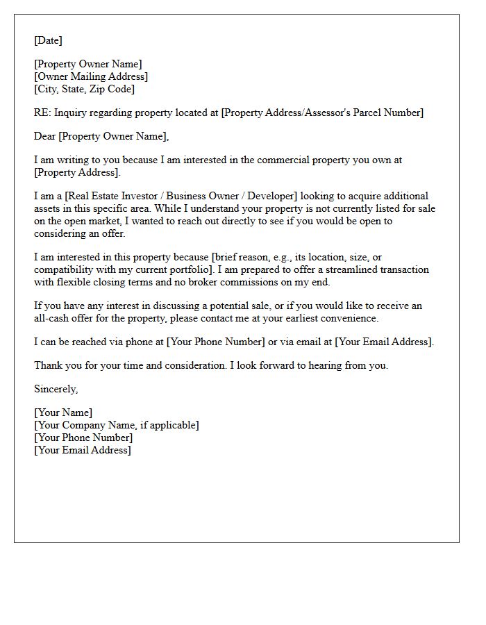 Commercial Off-Market Property Inquiry Letter