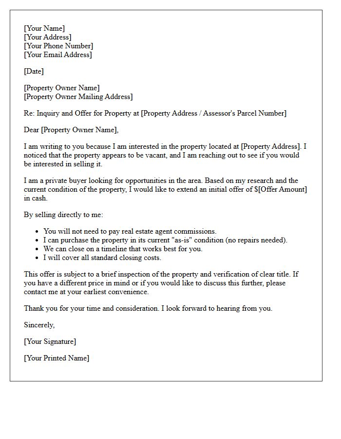 Vacant Property Inquiry and Offer Letter