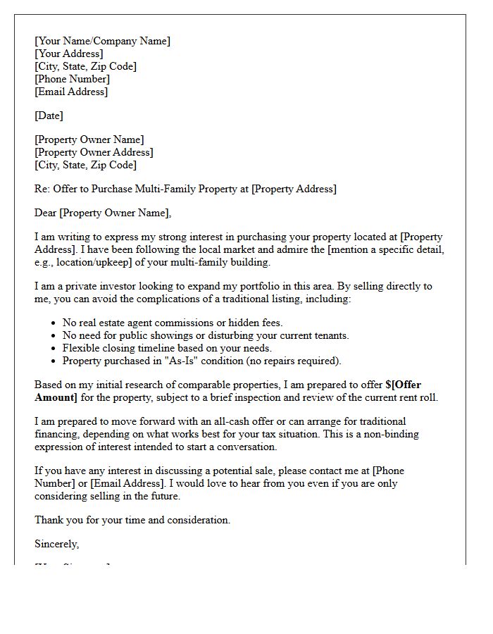 Multi-Family Off-Market Property Offer Letter