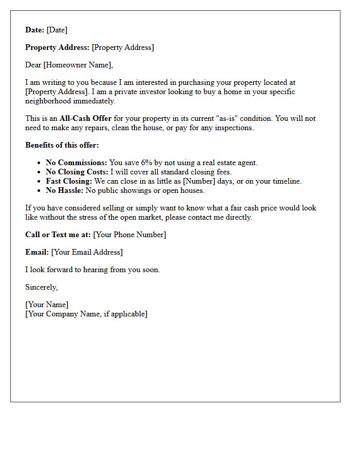 Urgent Off-Market Cash Offer Letter