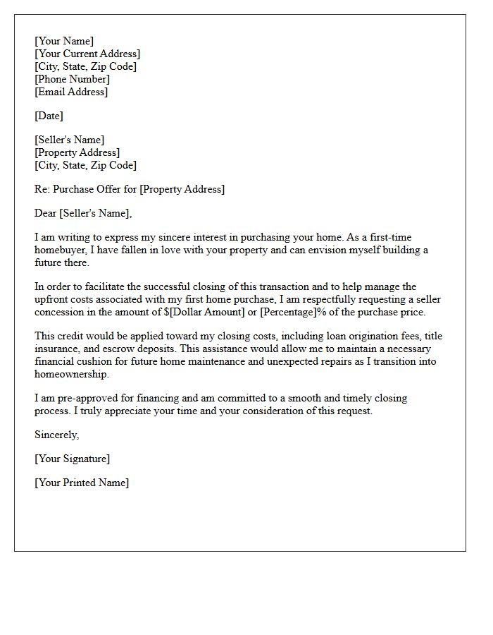 First-Time Homebuyer Closing Concession Letter