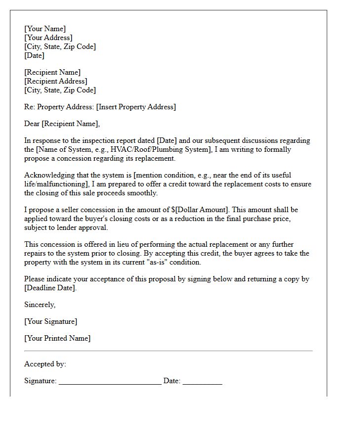 Major System Replacement Concession Letter
