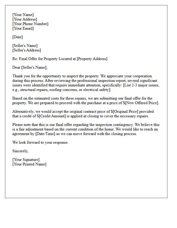 Final Offer Post-Inspection Negotiation Letter
