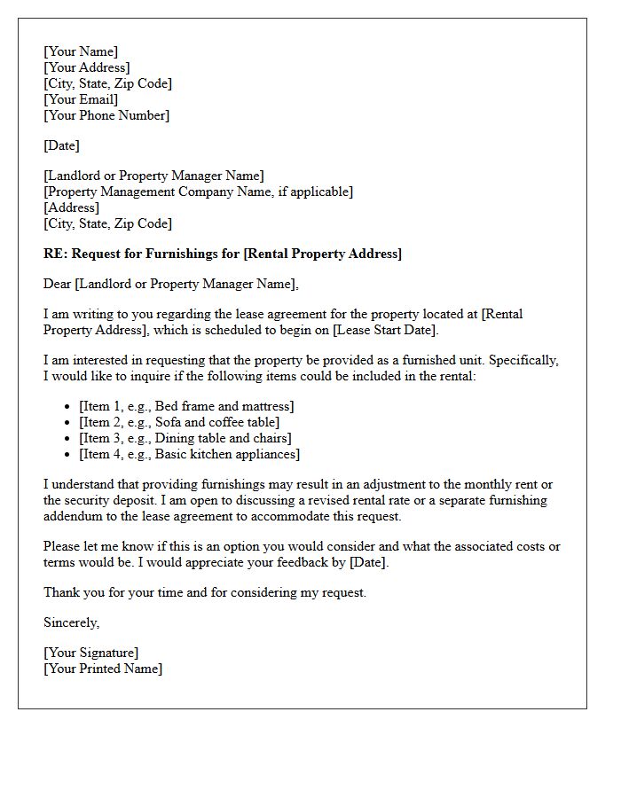 Lease Agreement Furnishing Request Letter