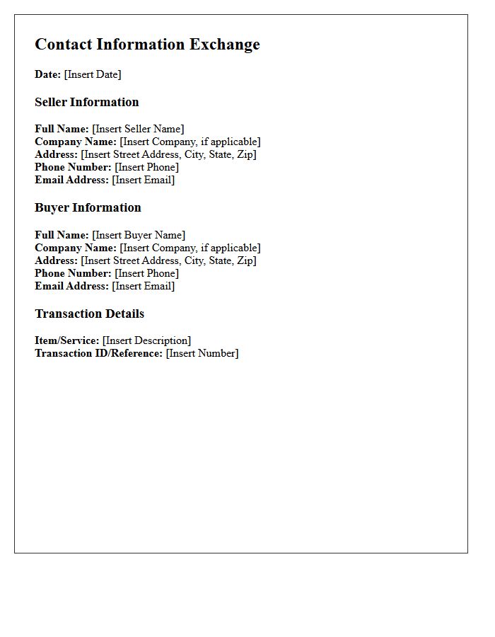 Seller and Buyer Contact Information