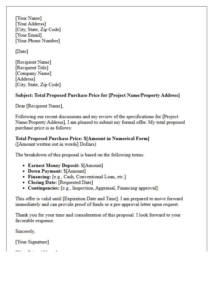 Total Proposed Purchase Price