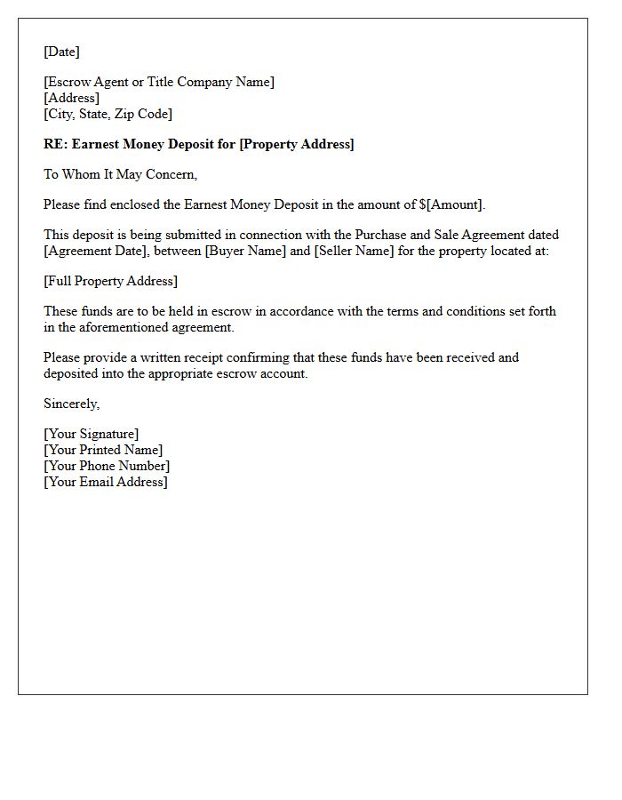 Earnest Money Deposit Amount