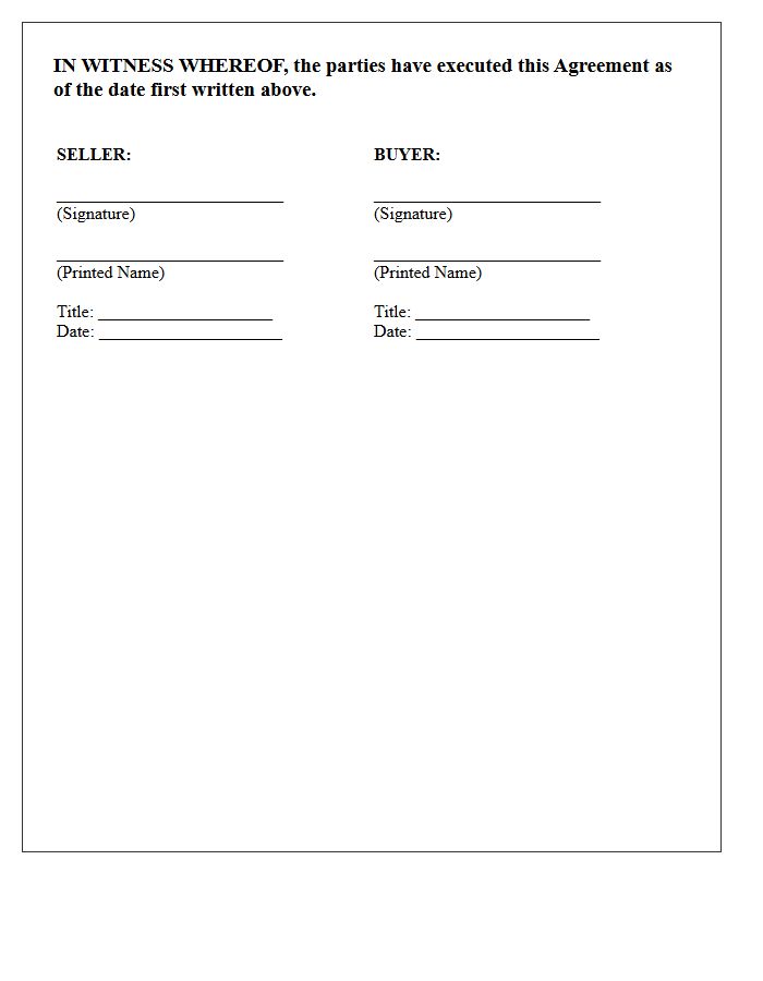 Buyer and Seller Signature Blocks