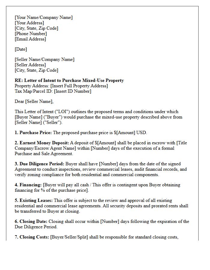 Mixed-Use Property Letter of Intent to Purchase