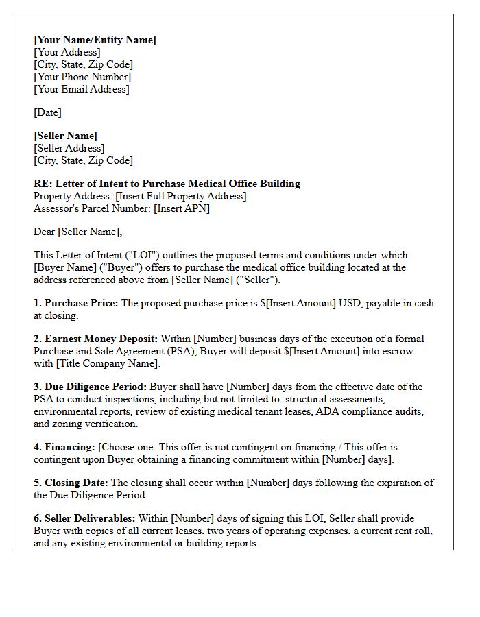 Medical Office Building Letter of Intent to Purchase