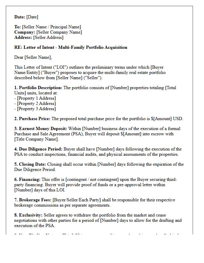 Portfolio Acquisition Multi-Family Investment Offer Letter