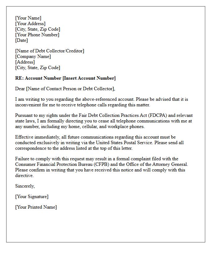 Written Communications Only Directive Letter
