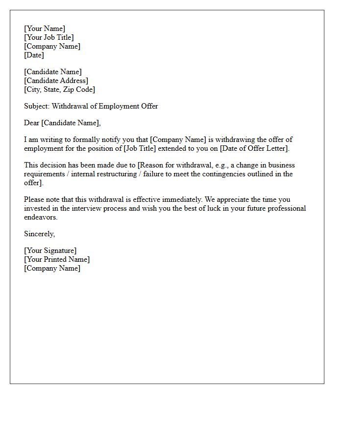 Notice of Offer Withdrawal Letter