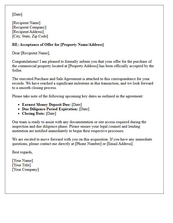 Commercial Real Estate Accepted Offer Congratulations Letter