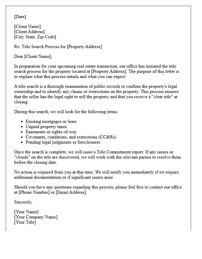 Introduction to the Title Search Process Letter