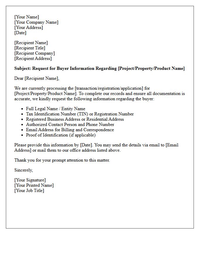 Request for Buyer Information Letter