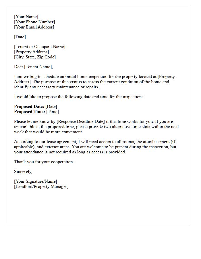 Initial Home Inspection Scheduling Request Letter