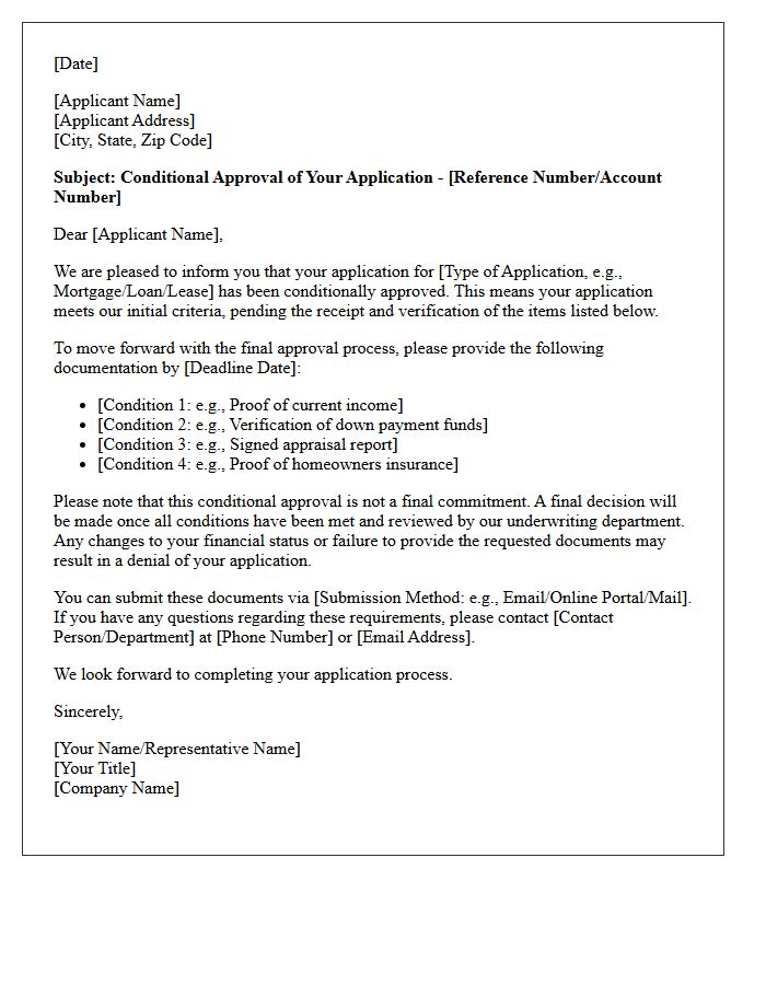 Conditional Approval Notification Letter