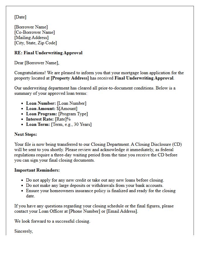 Final Underwriting Approval Letter