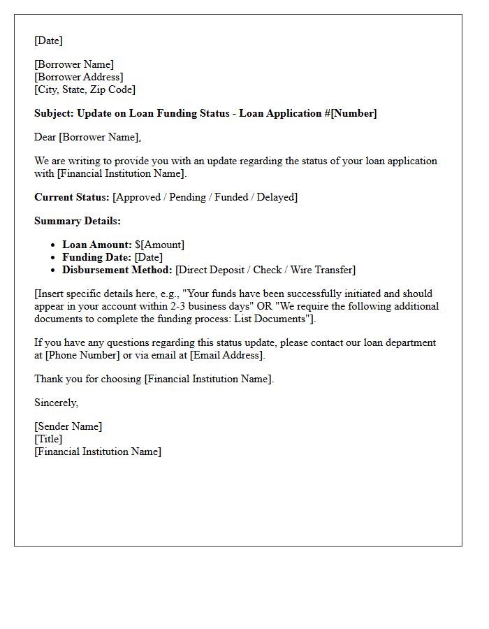 Loan Funding Status Letter