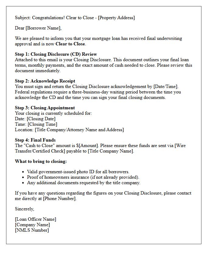 Clear To Close Letter And Closing Disclosure Review