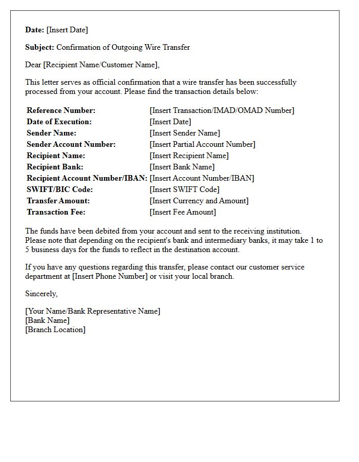 Bank Wire Transfer Confirmation Receipt