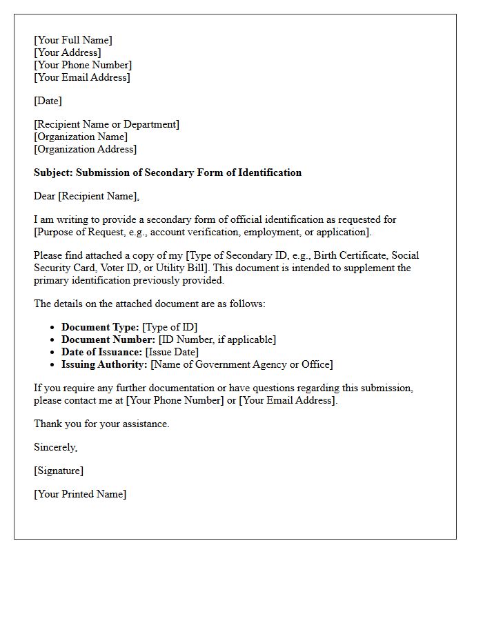 Secondary Form Of Official Identification