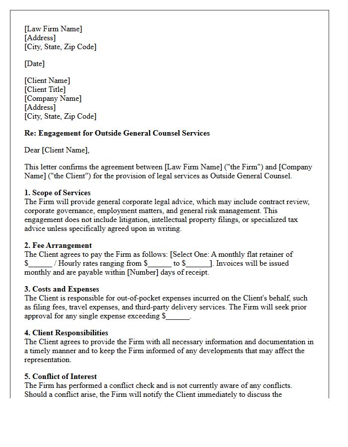 Small Business Outside General Counsel Engagement Letter