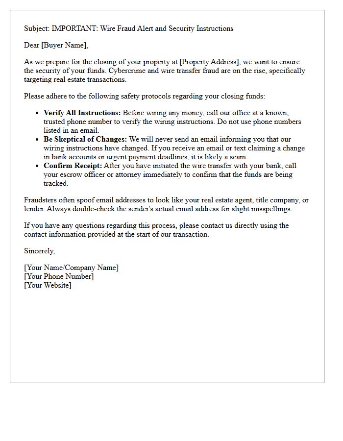 Buyer Wire Fraud Awareness Letter