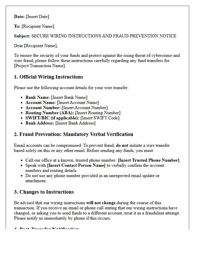Secure Wiring Instructions and Fraud Prevention Letter