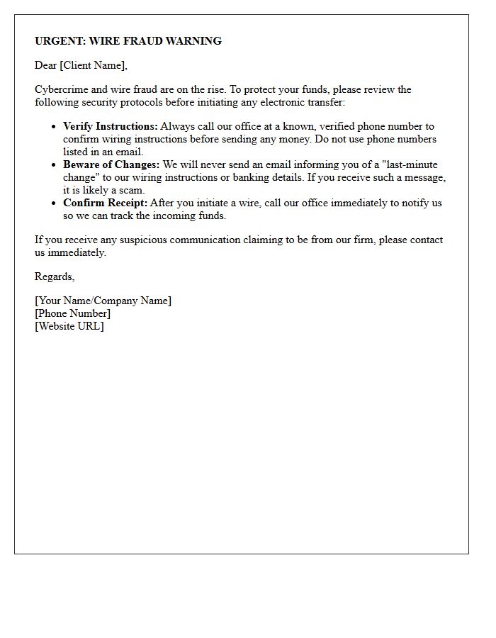 Important Wire Fraud Warning Letter