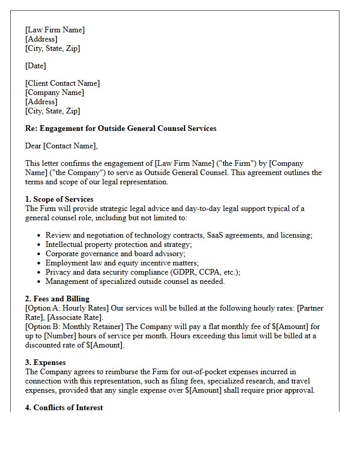 Technology Sector Outside General Counsel Engagement Letter