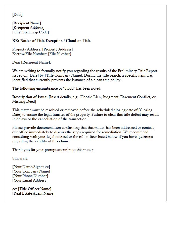 Preliminary Title Report Cloud Notification Letter
