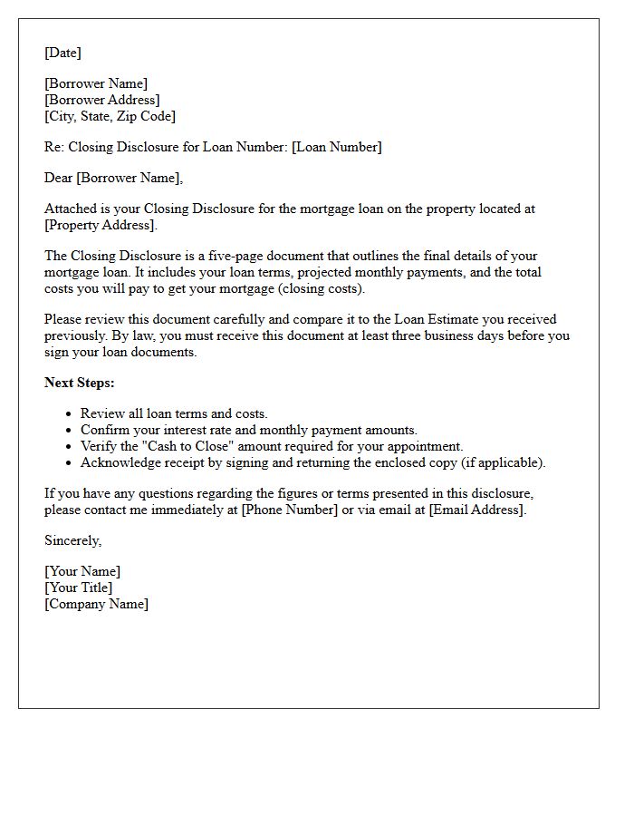 Closing Disclosure Cover Letter