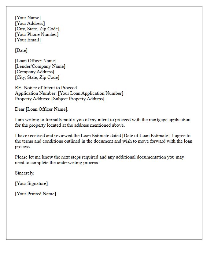 Notice of Intent to Proceed Letter